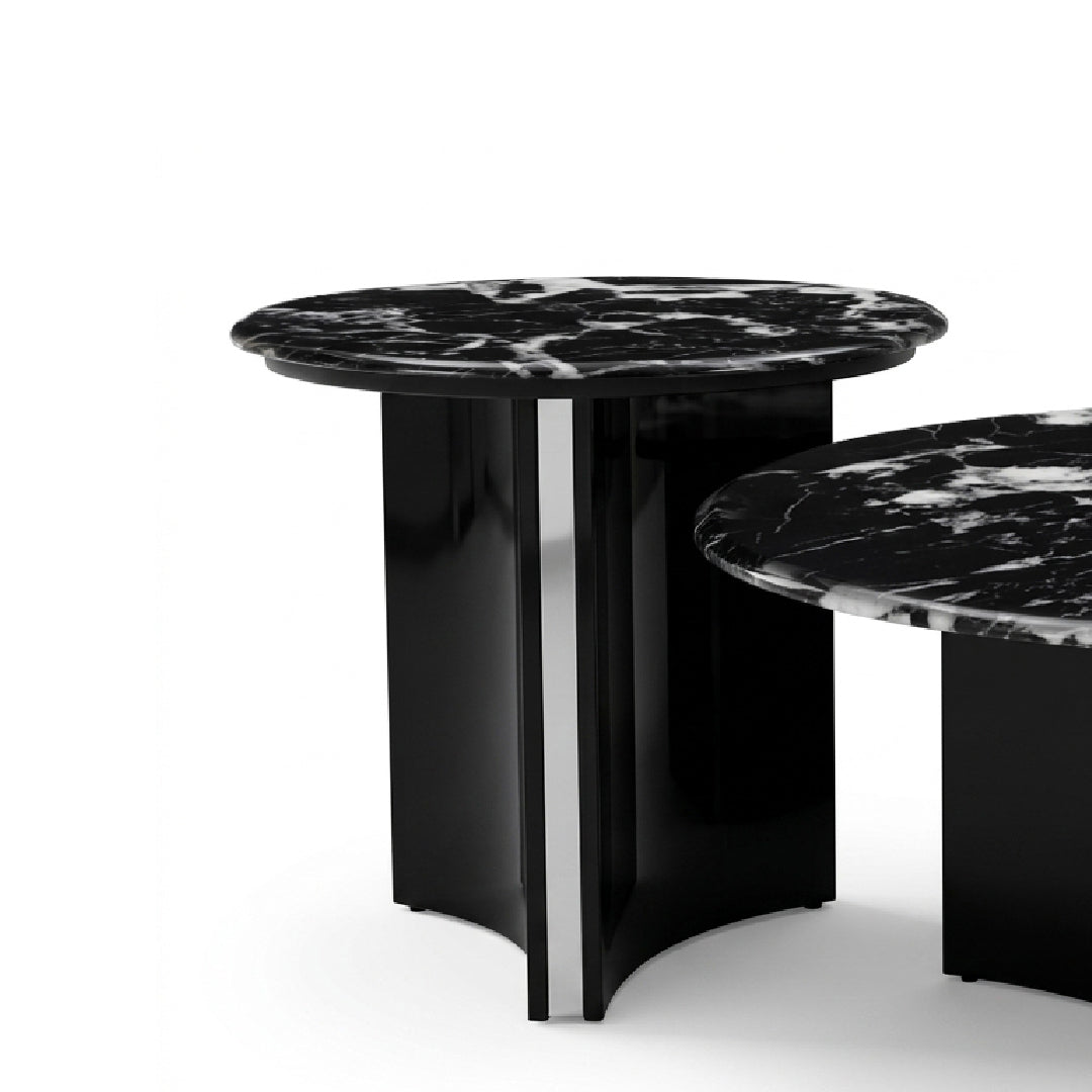 YITTO Marble Coffee Table Set Black