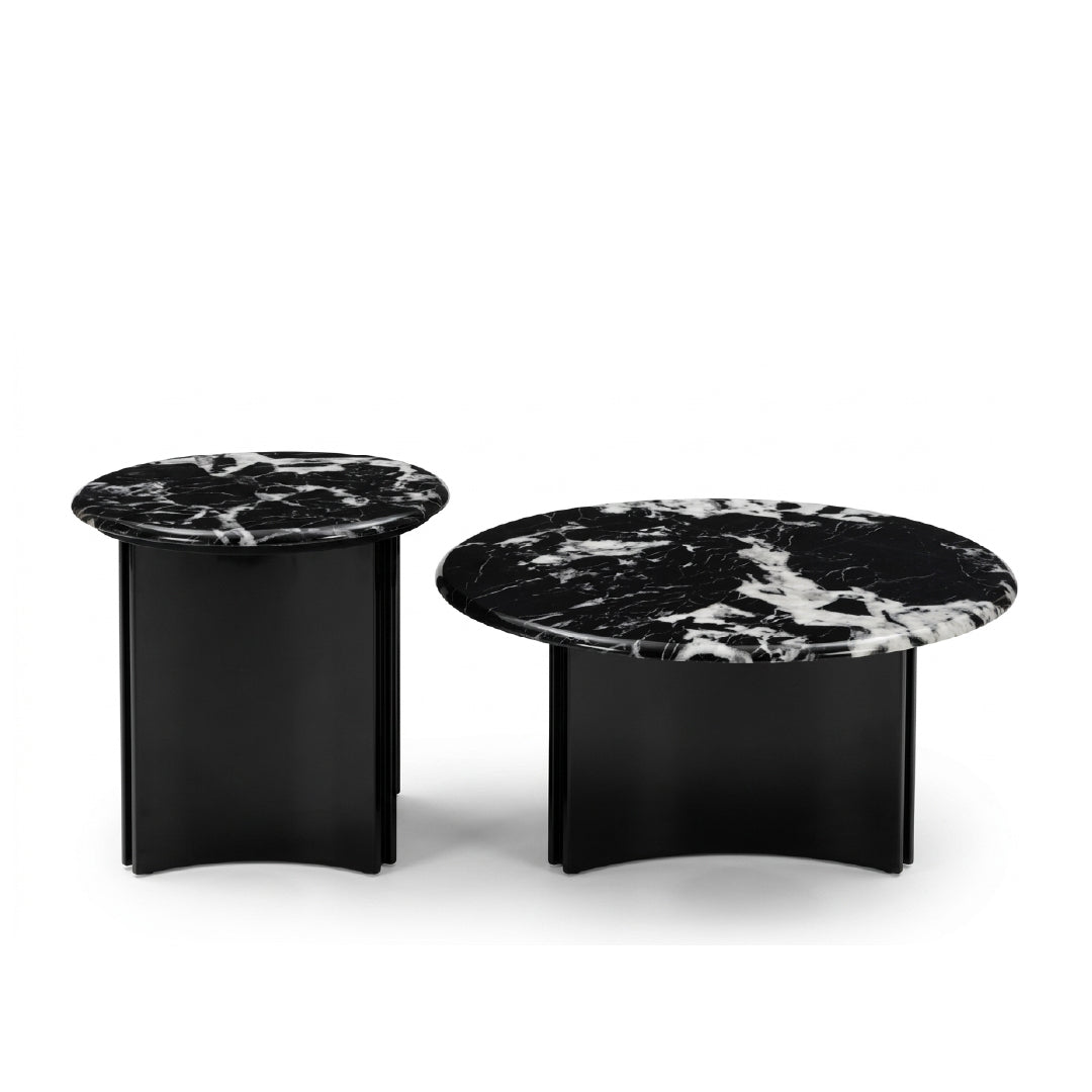 YITTO Marble Coffee Table Set Black