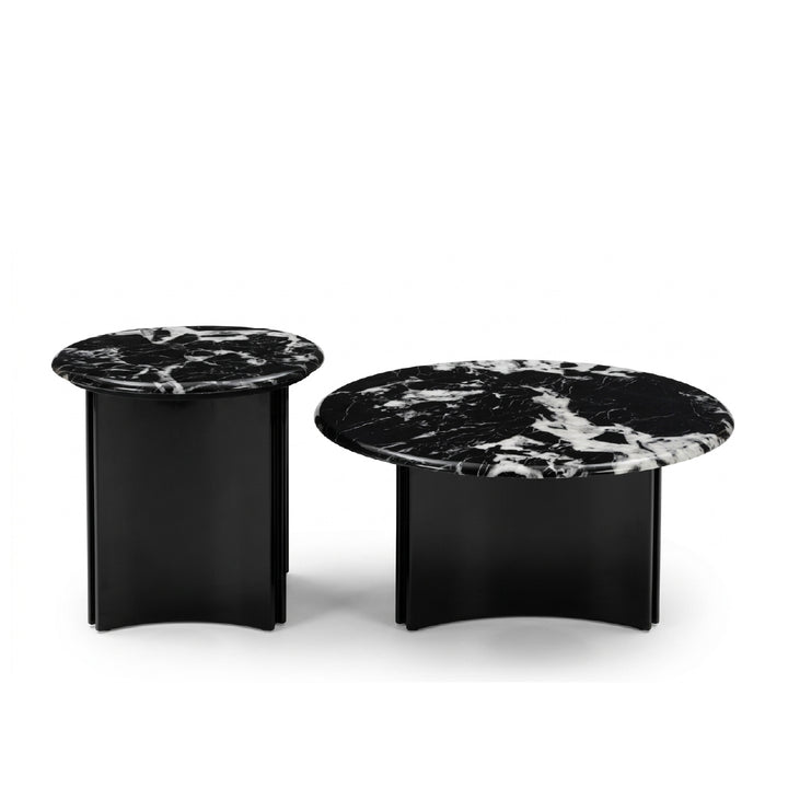 YITTO Marble Coffee Table Set Black