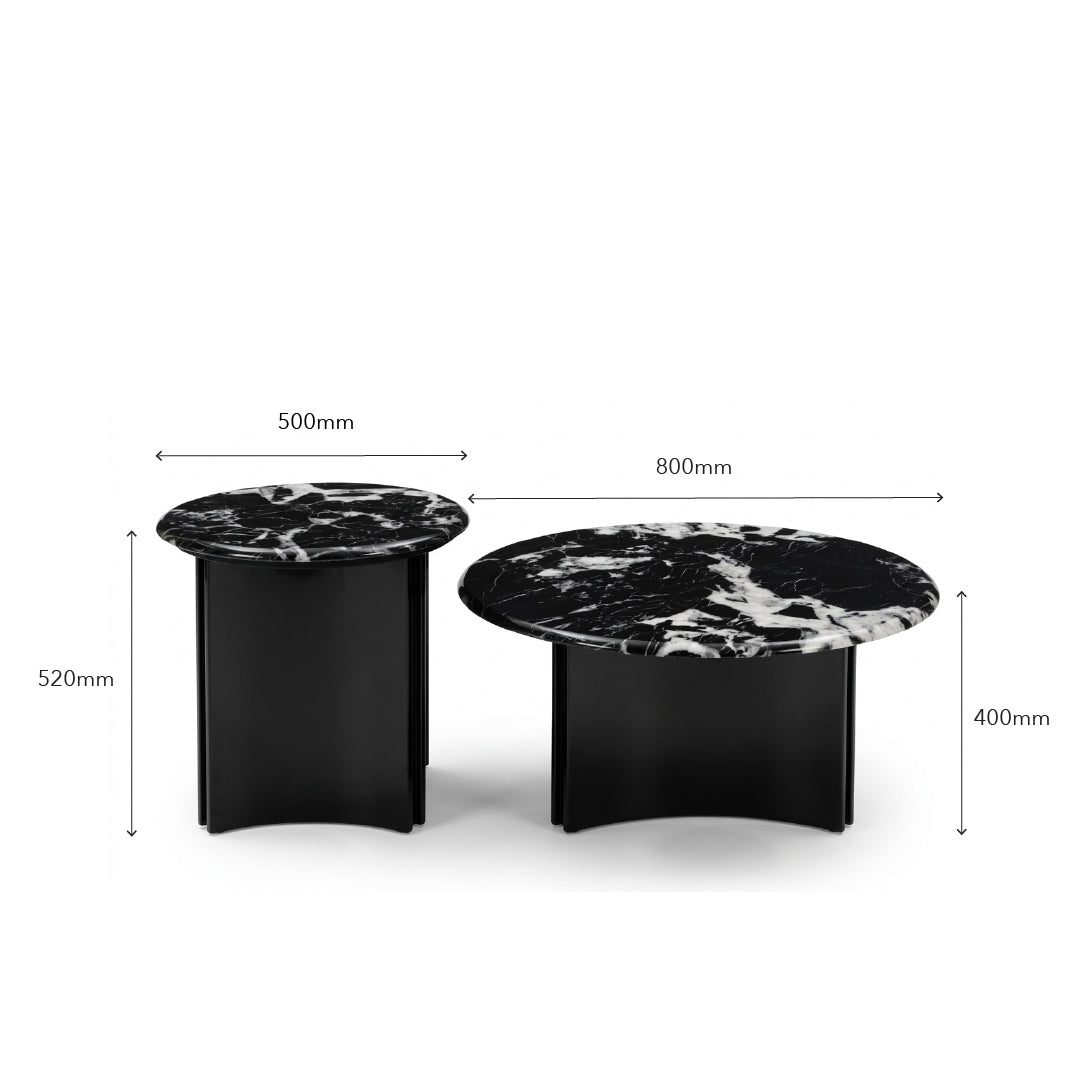 YITTO Marble Coffee Table Set Black