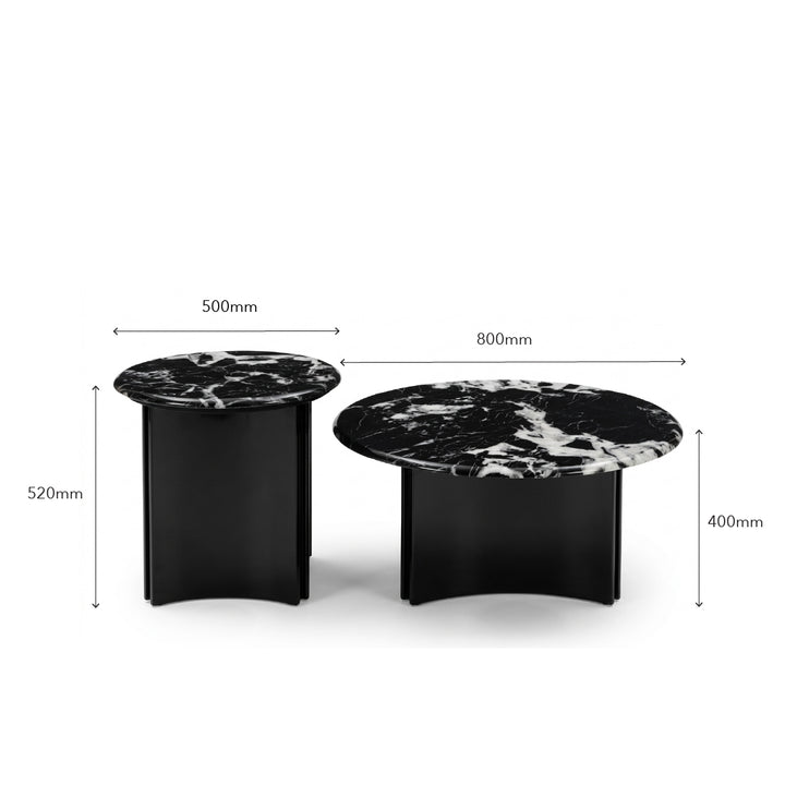 YITTO Marble Coffee Table Set Black