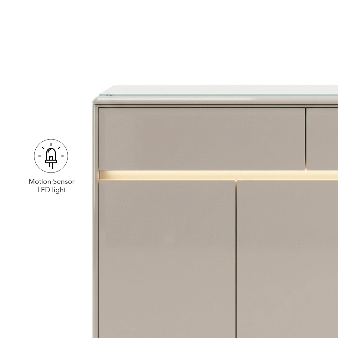 YOSNU 3 Door Shoe Cabinet with Motion Sensor LED Light