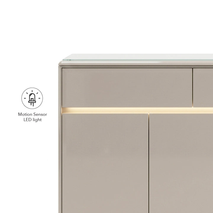 YOSNU 3 Door Shoe Cabinet with Motion Sensor LED Light