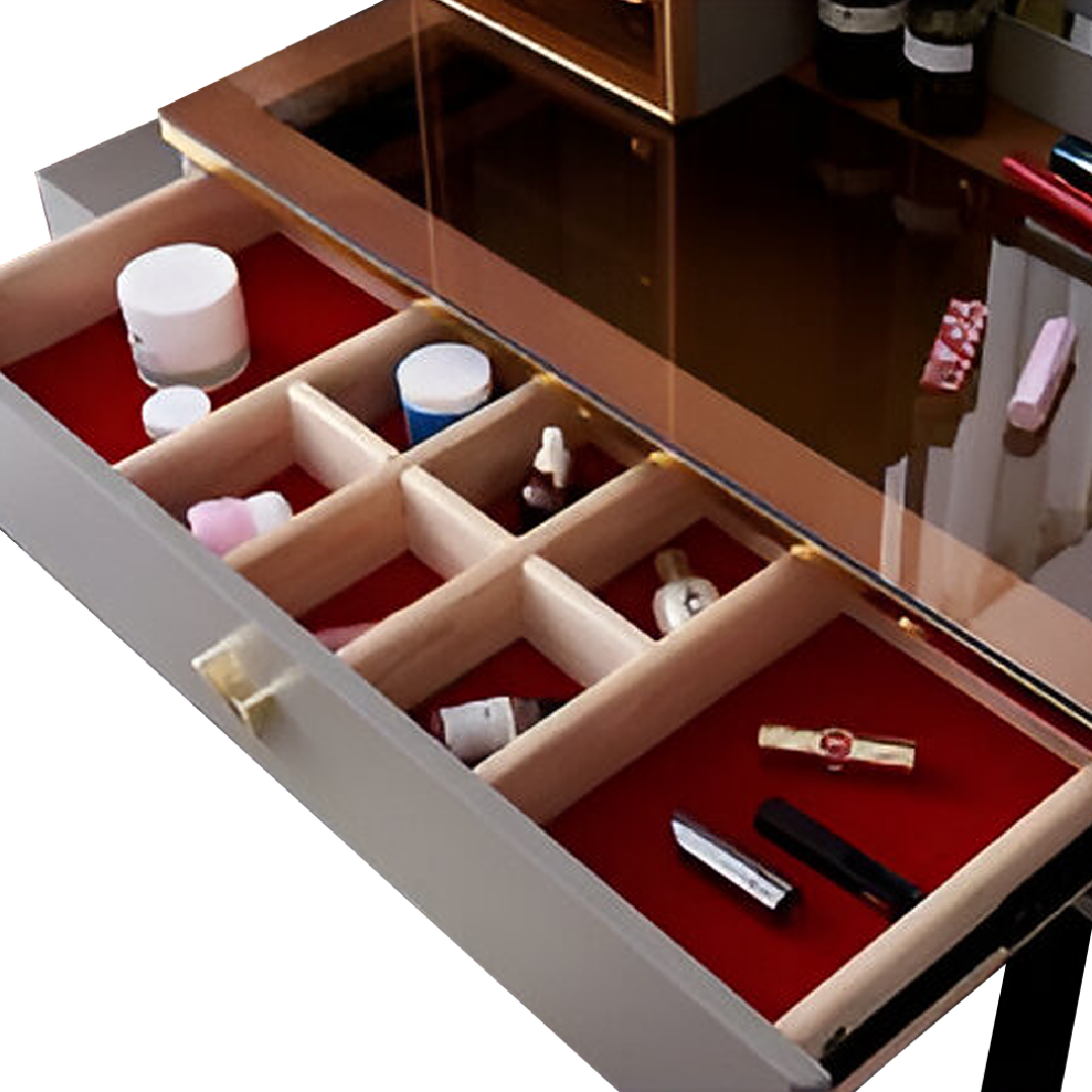 ZANDEYA LED Mirror Dresser with Stool