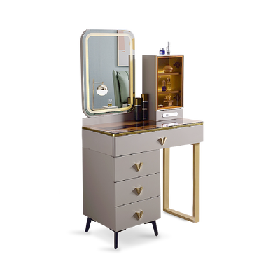 ZANDEYA LED Mirror Dresser with Stool