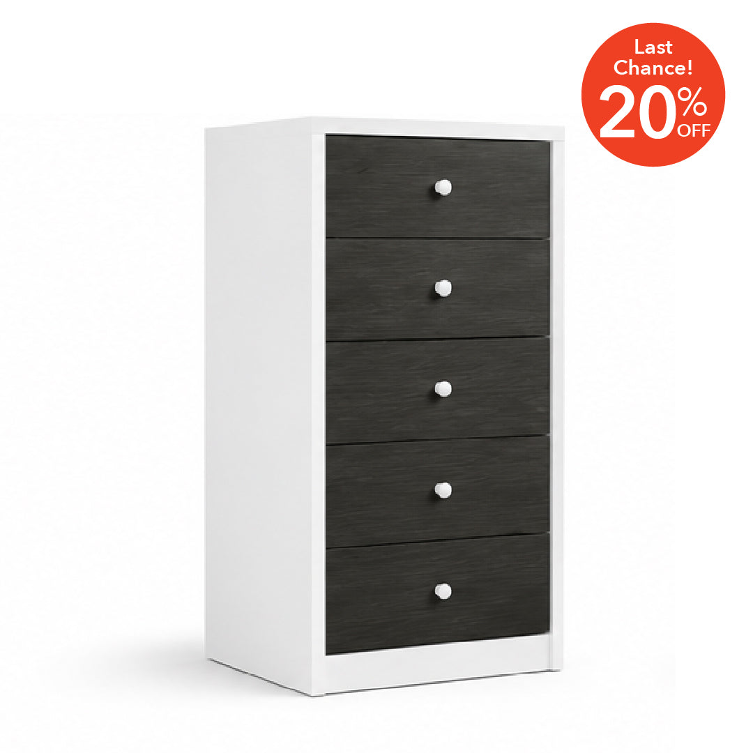 CASPER 5 Chest of Drawers Dark Grey