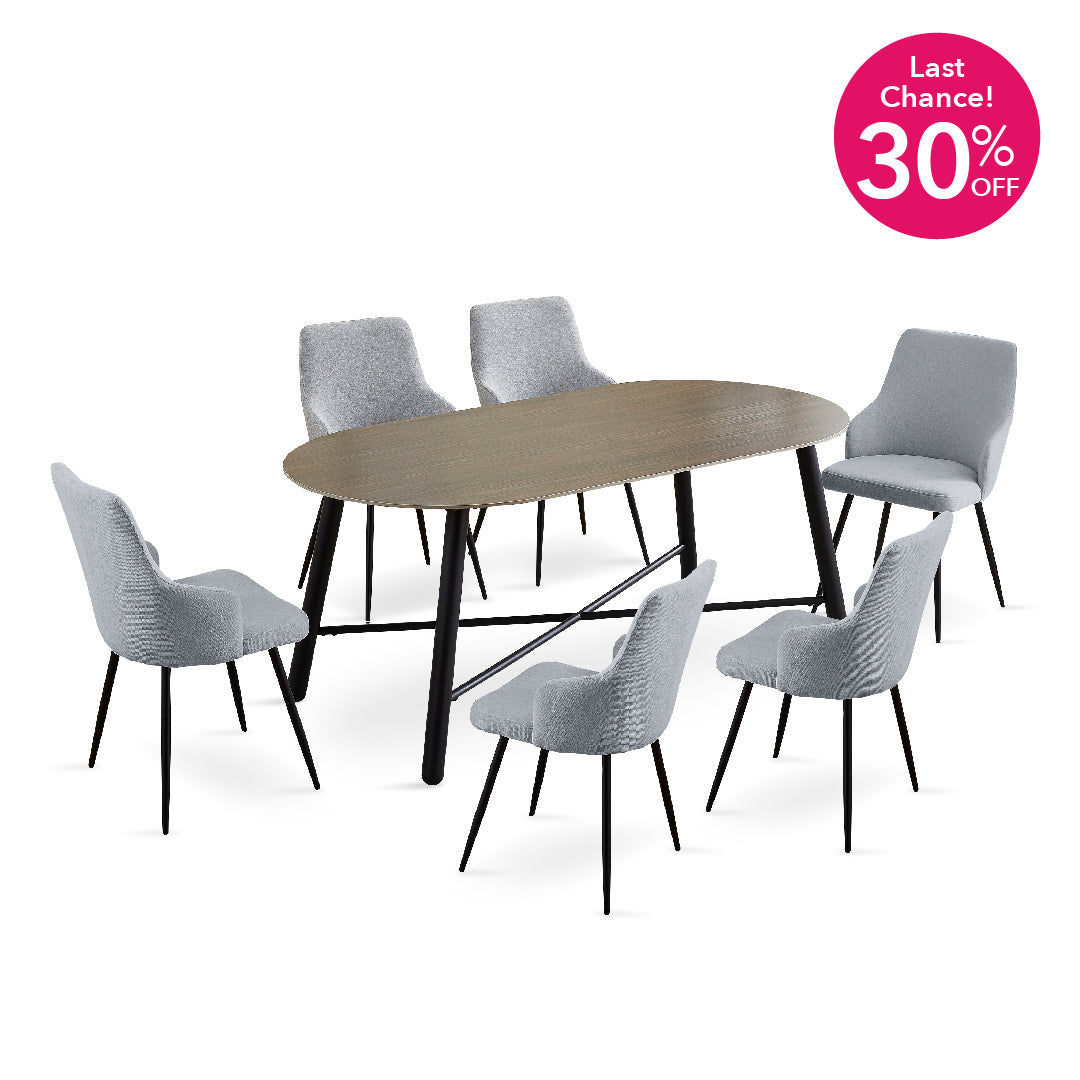 CATHERINE Dining Set Light Grey
