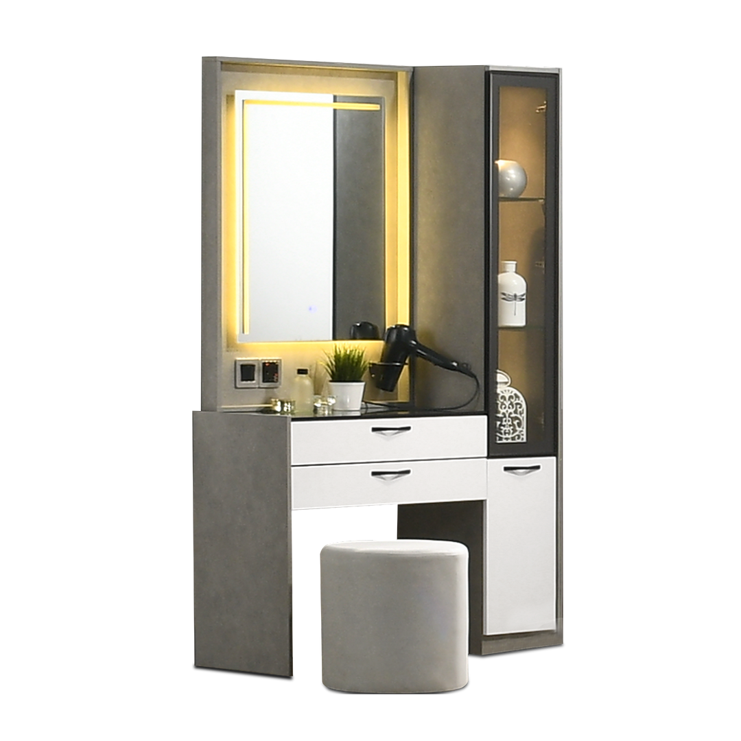 NORWICH Touch Screen LED Dresser with Stool