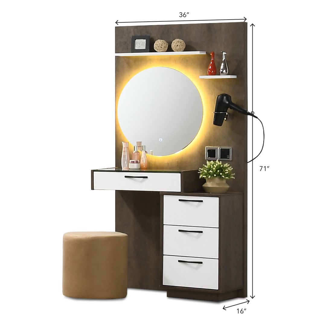 RIOVERDE Touch Screen LED Dresser with Stool