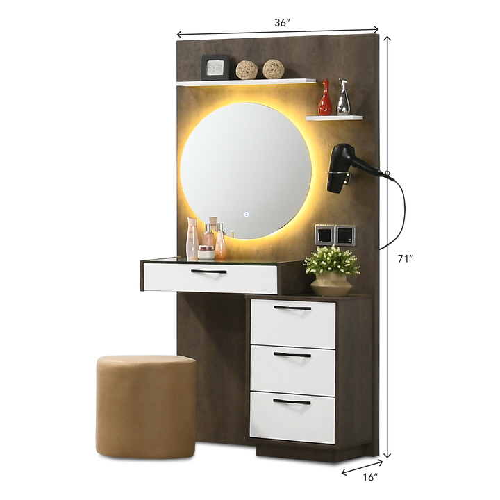 RIOVERDE Touch Screen LED Dresser with Stool