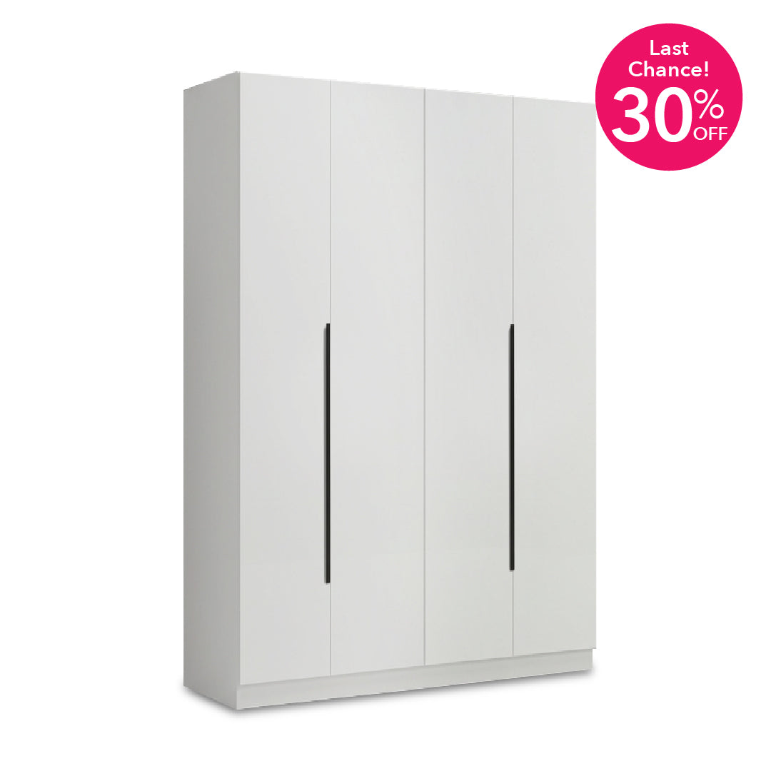EDOX White High Gloss 4 Door Wardrobe