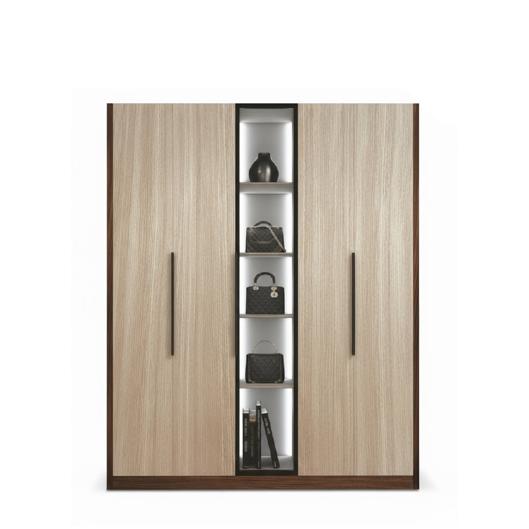 EDOX 4 Door with Middle Glass Panel Wardrobe