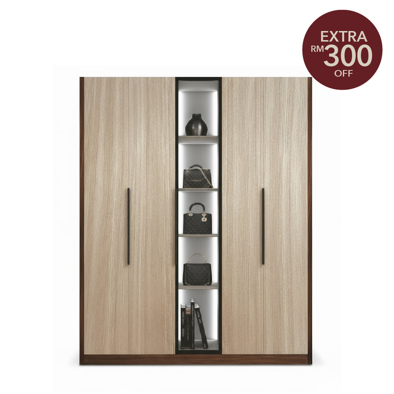 EDOX 4 Door with Middle Glass Panel Wardrobe