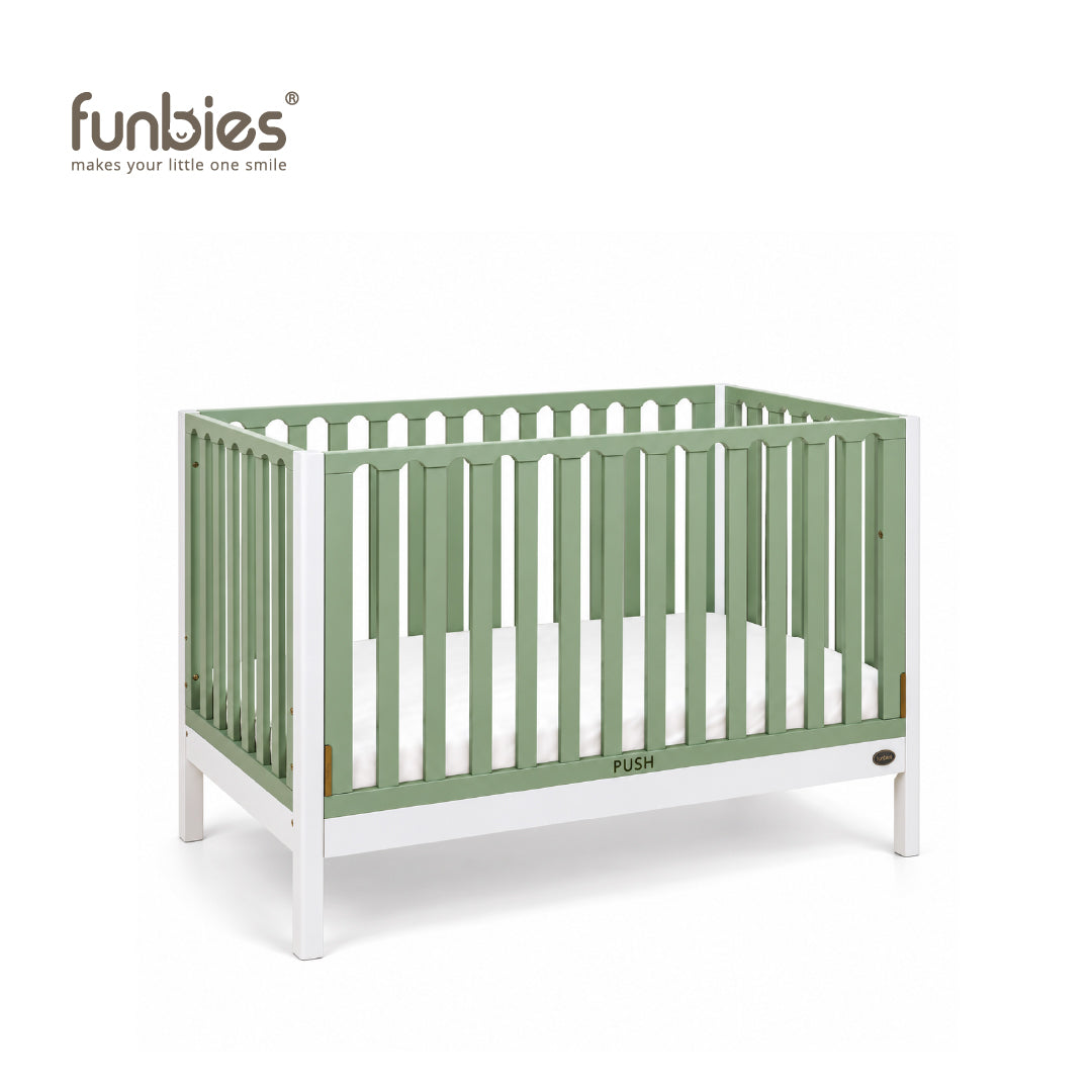 FUNBIES Jordon Baby Cot Set with Bed Guard Baby Green