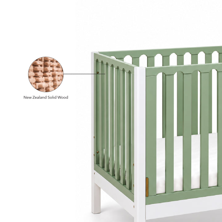FUNBIES Jordon Baby Cot Set with Bed Guard Baby Green