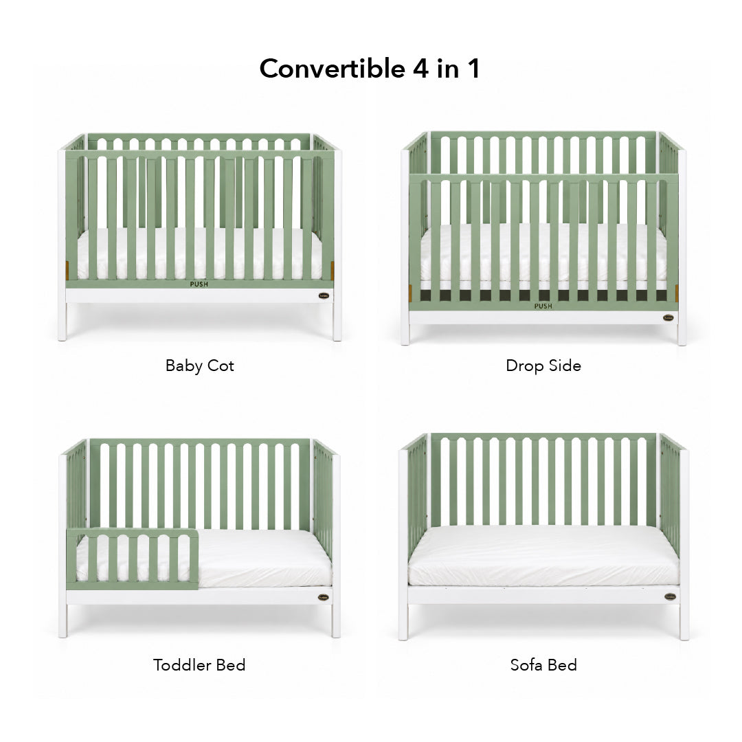 FUNBIES Jordon Baby Cot Set with Bed Guard Baby Green
