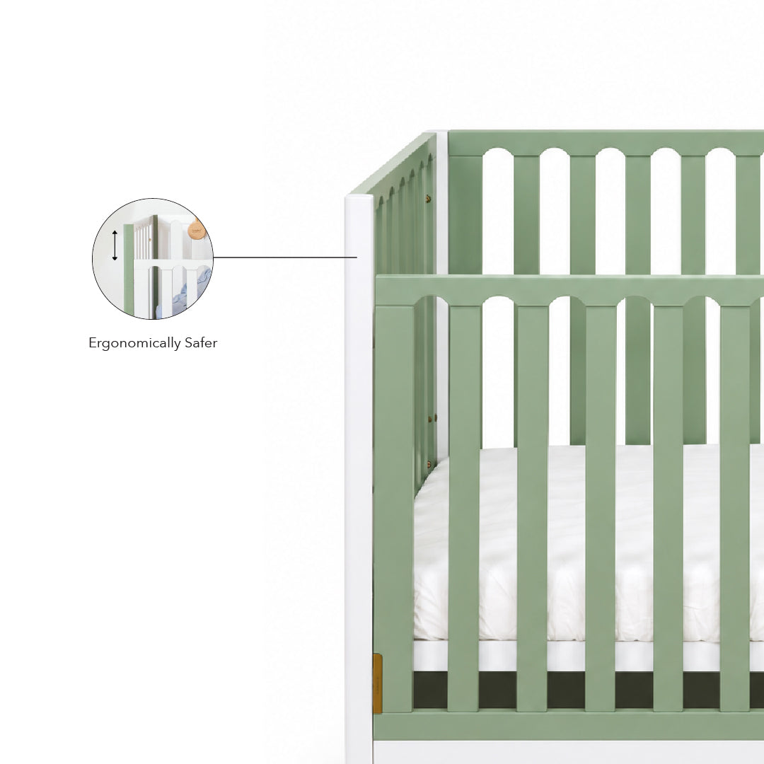 FUNBIES Jordon Baby Cot Set with Bed Guard Baby Green