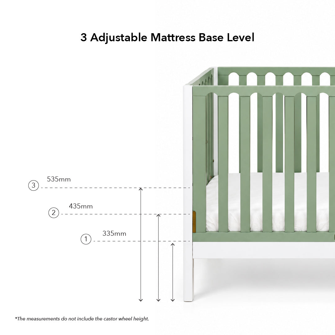 FUNBIES Jordon Baby Cot Set with Bed Guard Baby Green