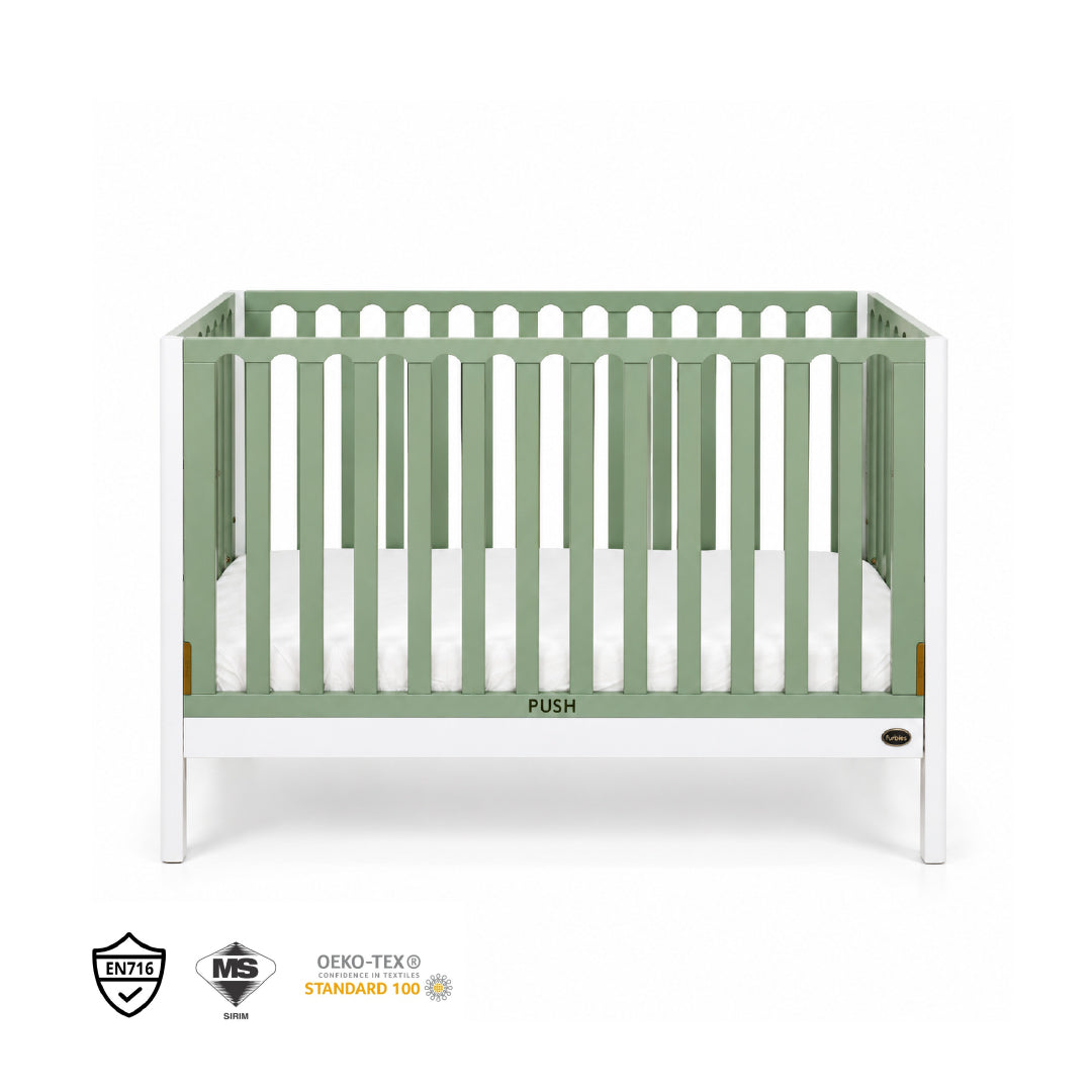 FUNBIES Jordon Baby Cot Set with Bed Guard Baby Green