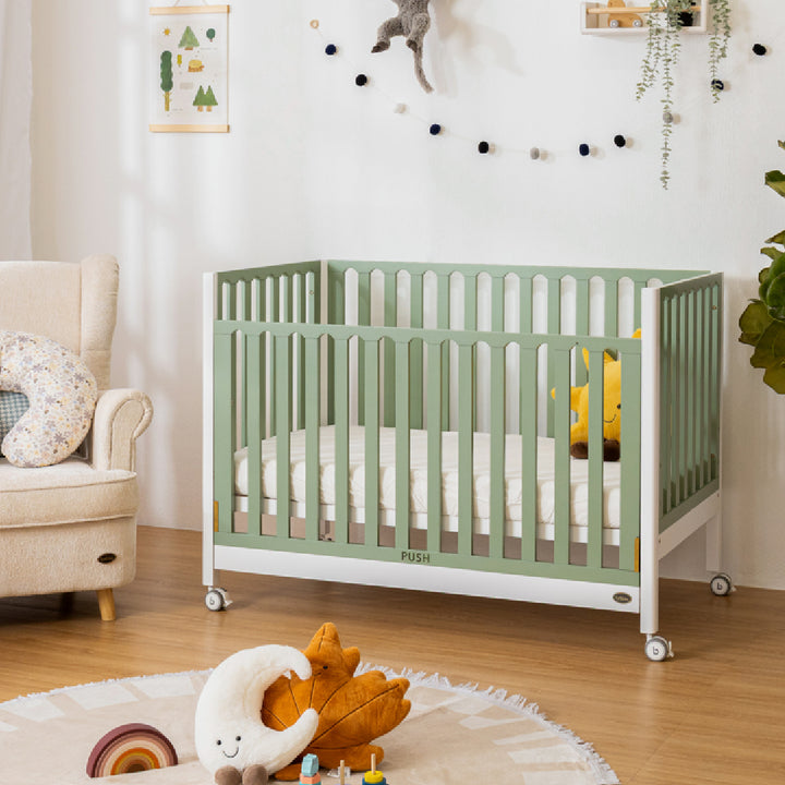 FUNBIES Jordon Baby Cot Set with Bed Guard Baby Green