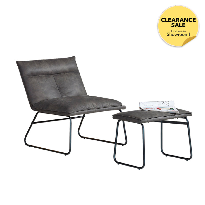 LOTHAR Lounge Chair + Stool (Grey)