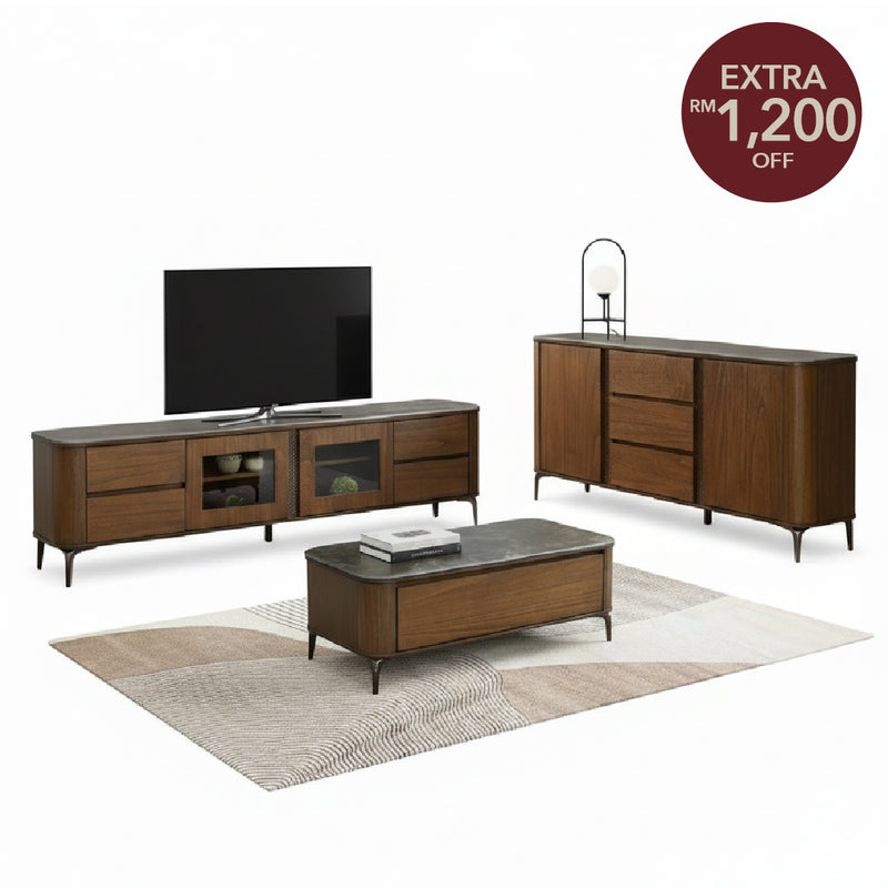 MARLEY Wood TV Cabinet & Coffee Table with Sideboard