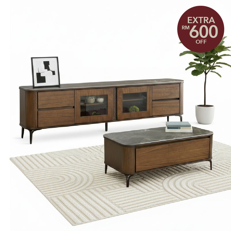 MARLEY Wood TV Cabinet with Coffee Table