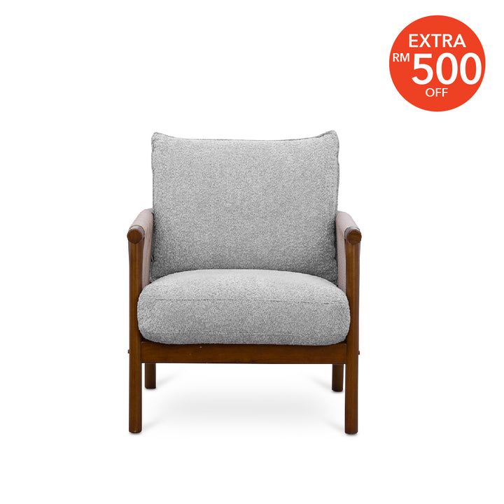 NOREEN 1 Seater Arm Sofa Chair Ash Gray