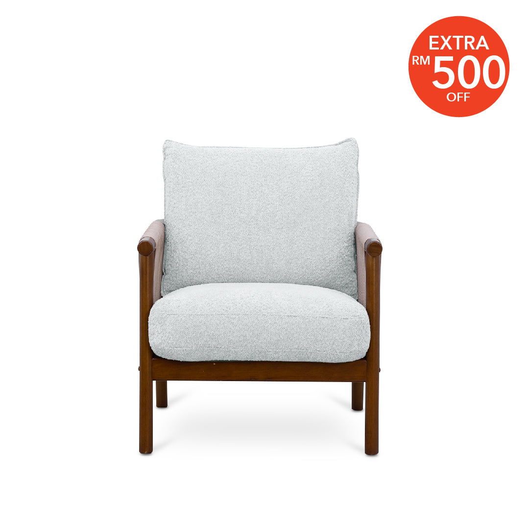 NOREEN 1 Seater Arm Sofa Chair Light Gray