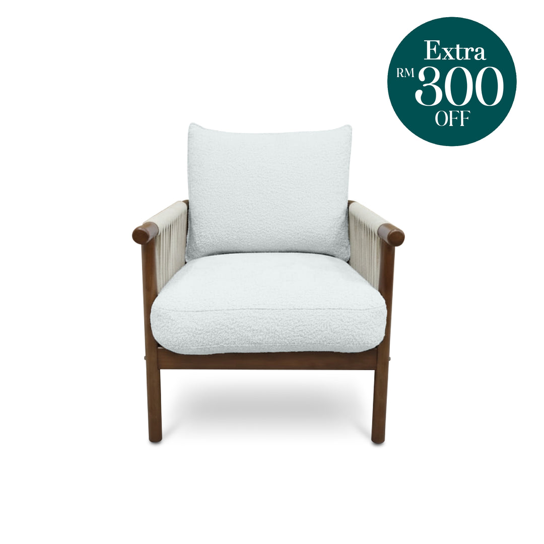 NOREEN 1 Seater Arm Sofa Chair Light Gray