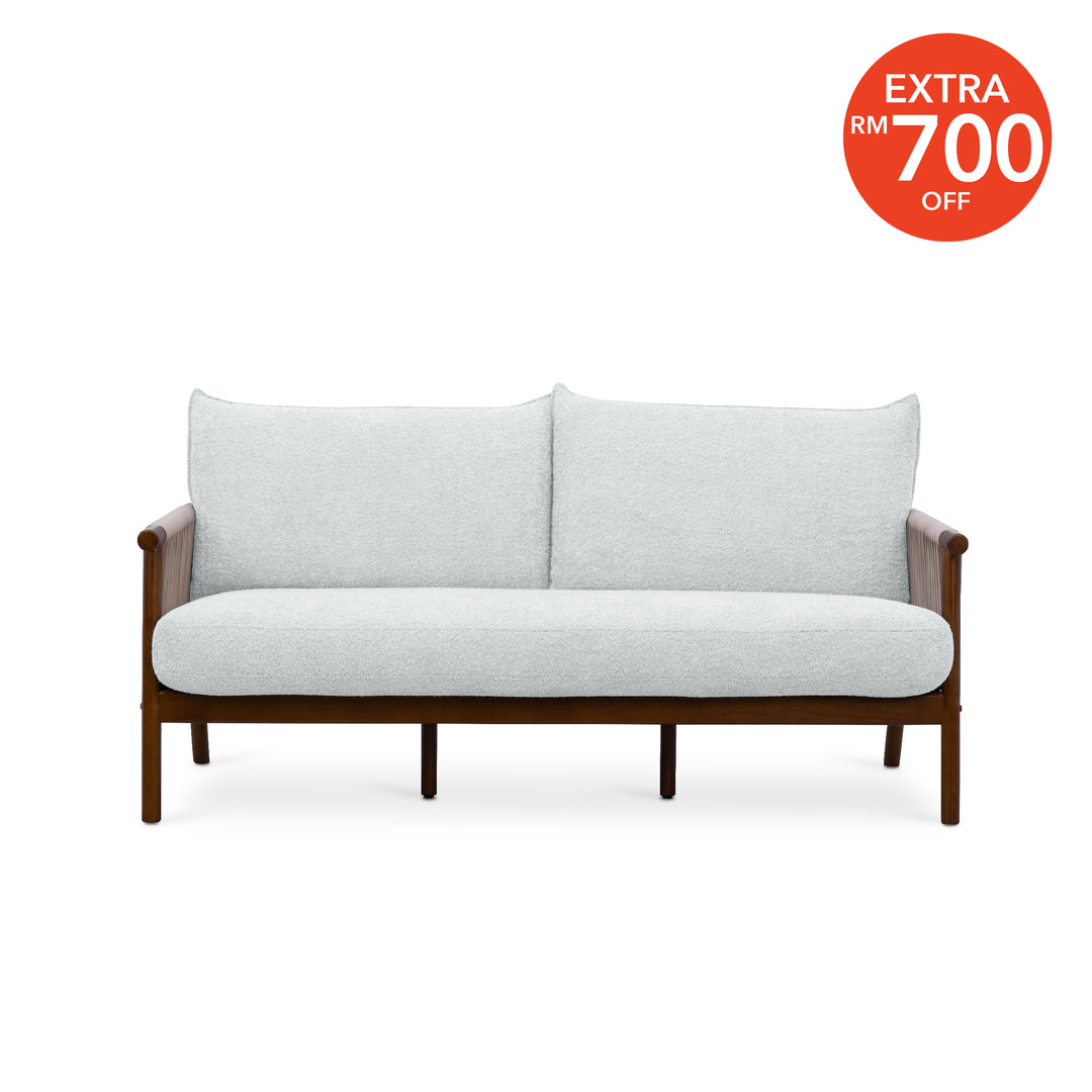 NOREEN 3 Seater Arm Sofa Chair Light Gray