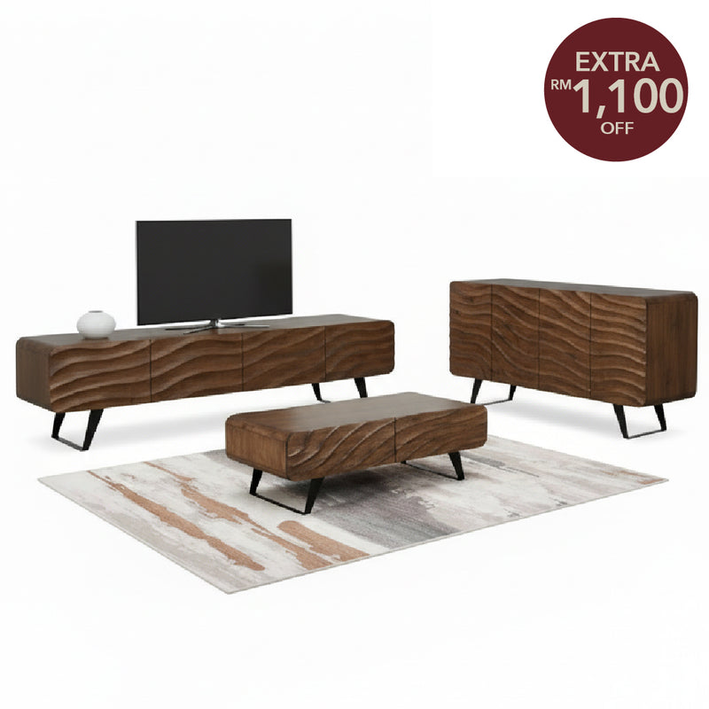 OMBA Wood TV Cabinet & Coffee Table with Sideboard