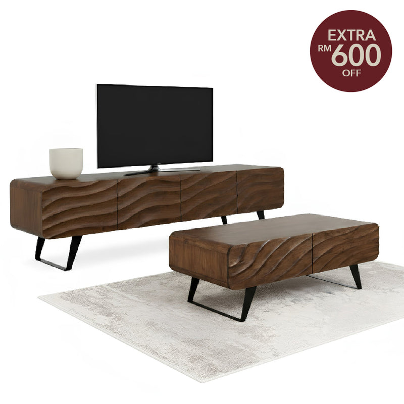 OMBA Wood TV Cabinet with Coffee Table