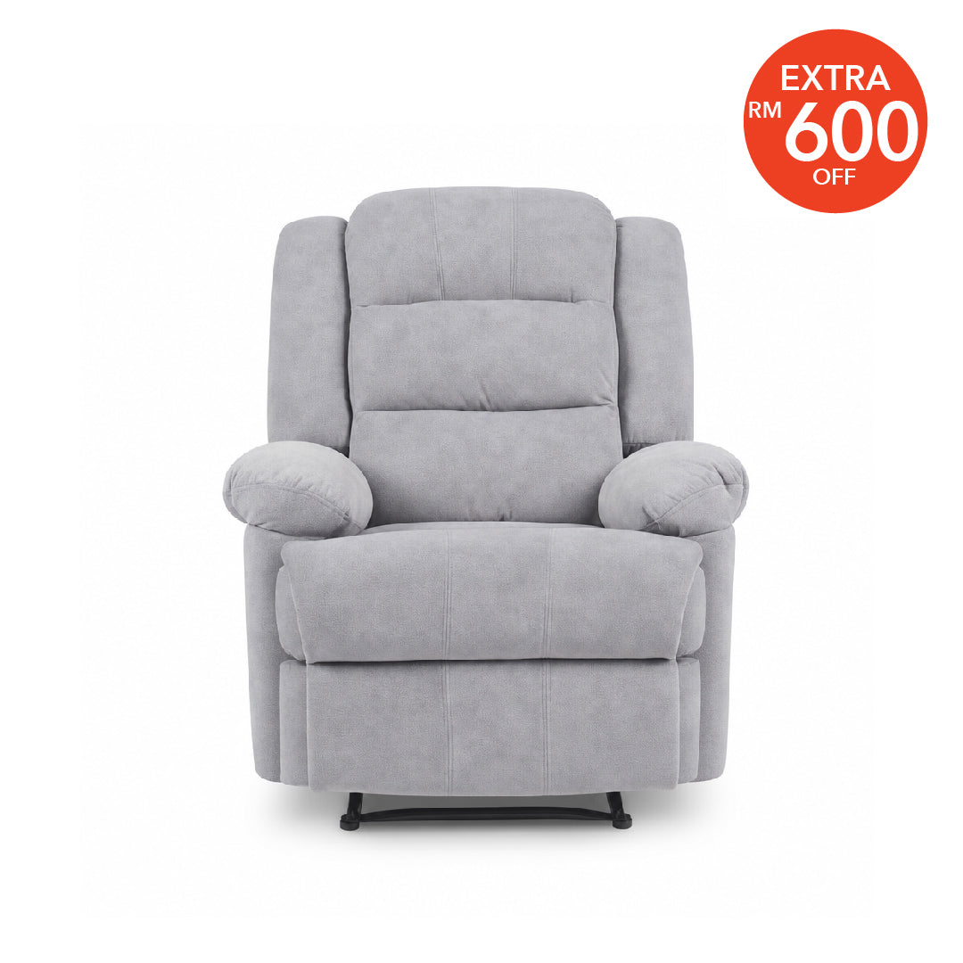 SANDY Manual Recliner 1 Seater Sofa Light Grey