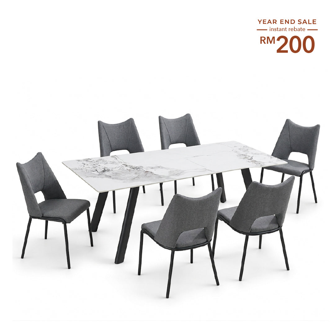 SELINE Dining Set Dark Grey