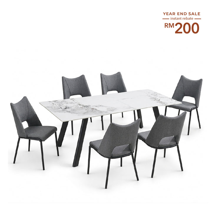 SELINE Dining Set Dark Grey