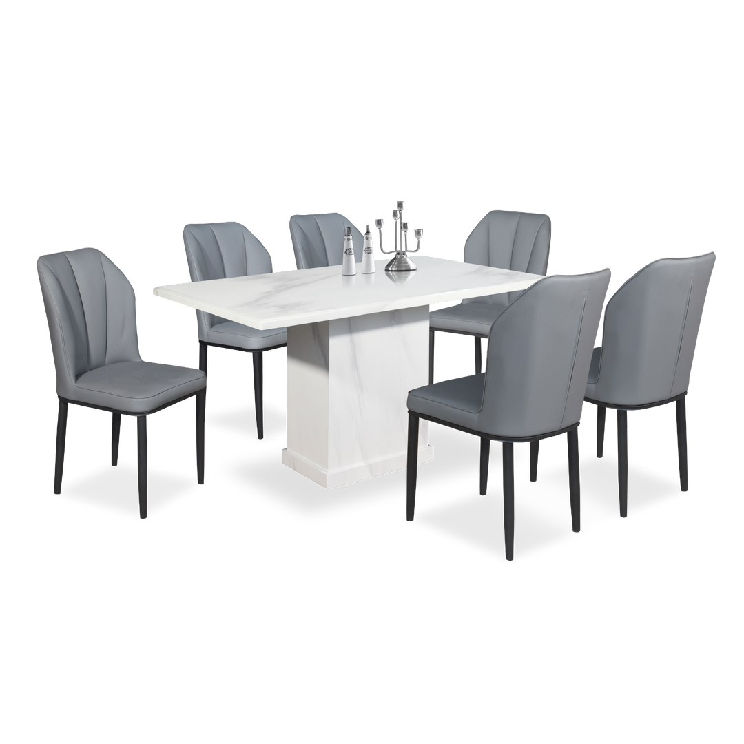 AZEZ Marble Rectangle Dining Set