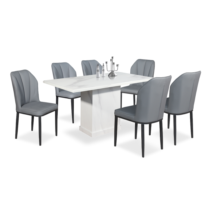 AZEZ Marble Rectangle Dining Set