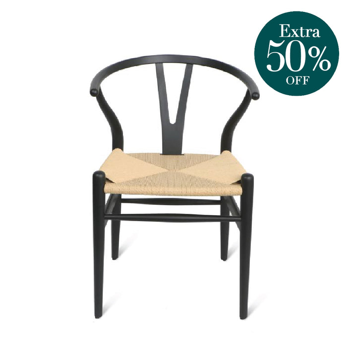 WISHBONE Chair Black & Rattan