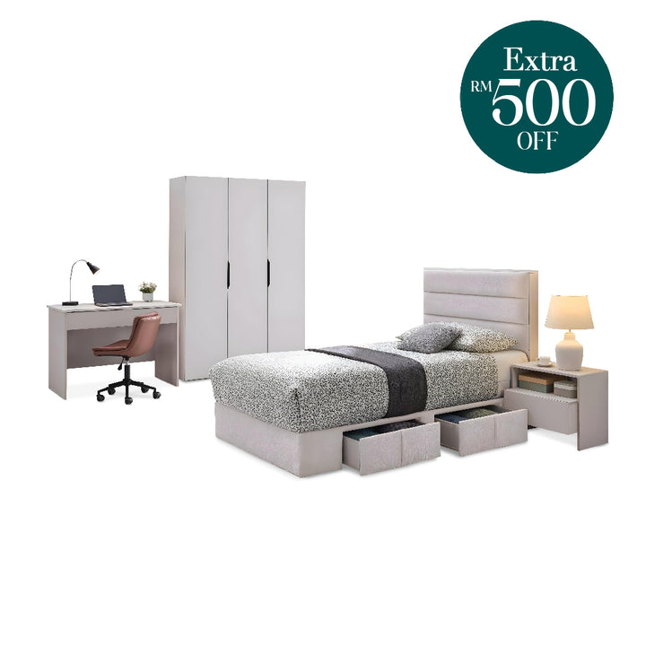 WREN Super Single Beige Bedroom Set
