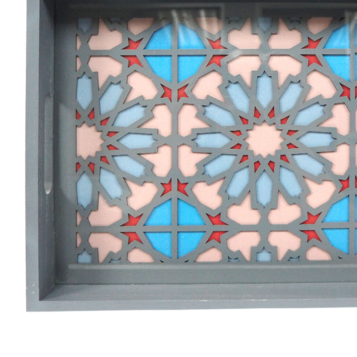 Grey Frame Blue Flower Tray