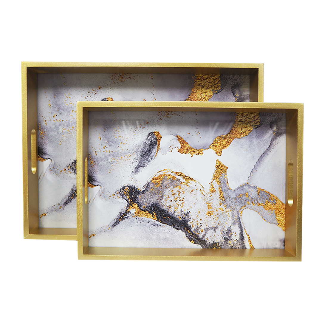 Gold Frame Marble Tray