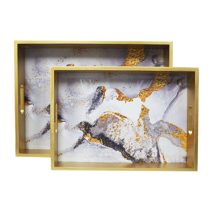 Gold Frame Marble Tray
