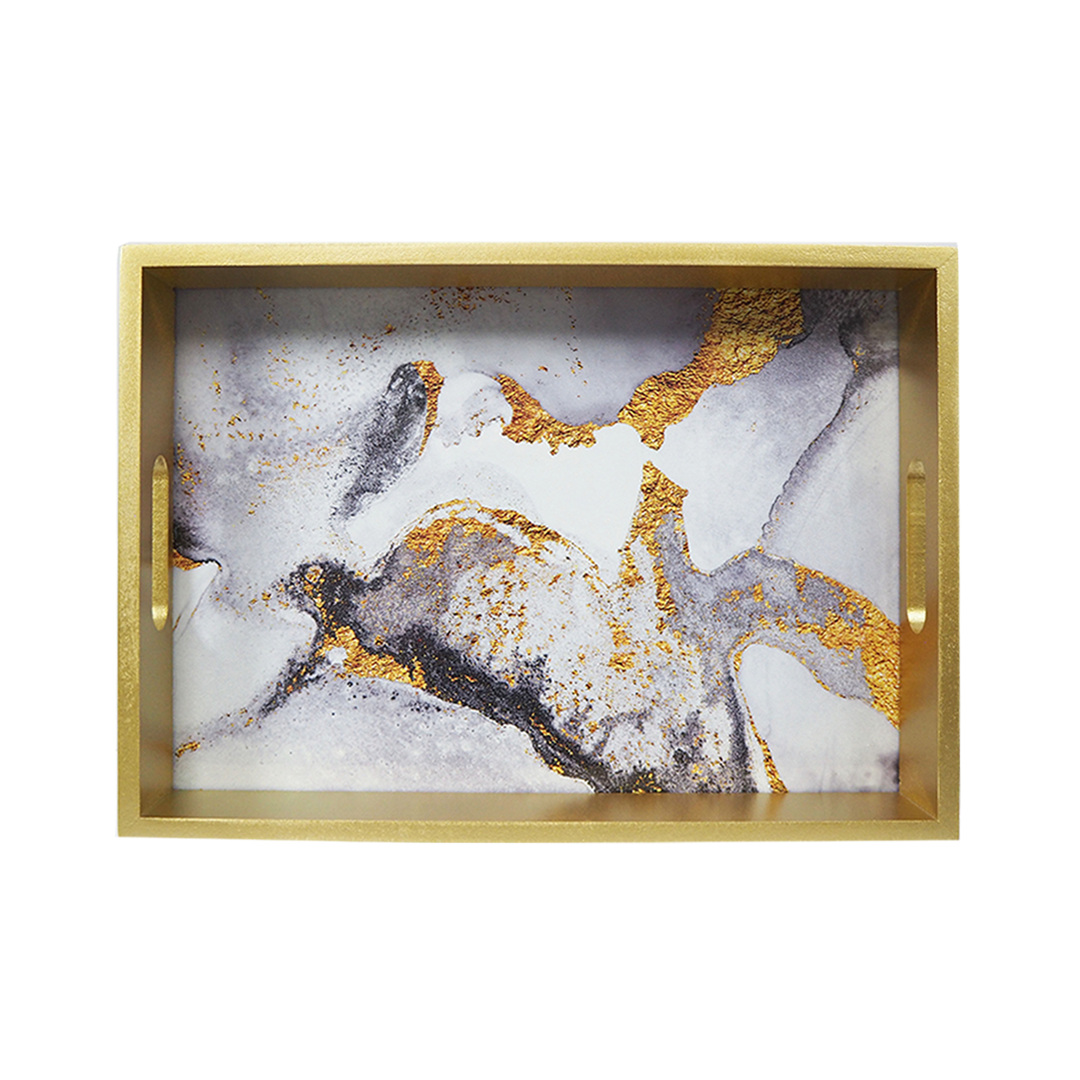 Gold Frame Marble Tray