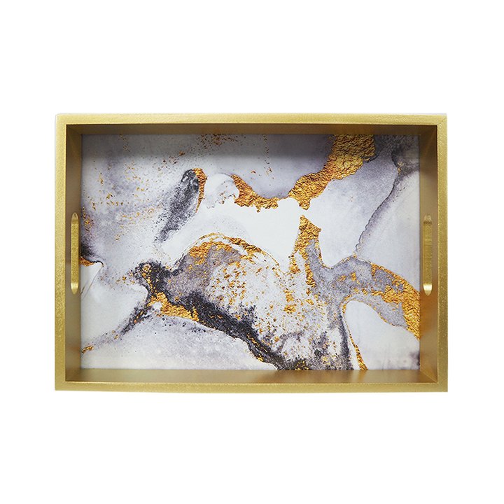 Gold Frame Marble Tray