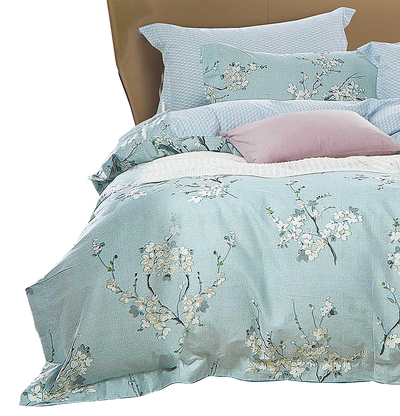 Blue Ashley Cotton Print Fitted Sheet Set
