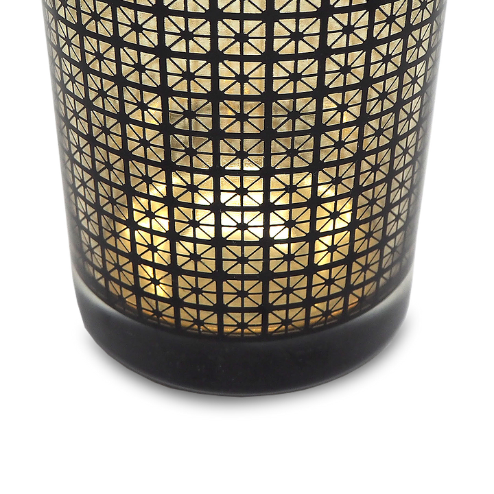 CHECKER Black & Gold Glass Candle / Accessories Holder
