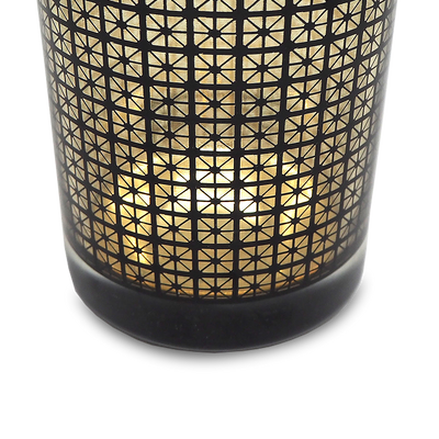 CHECKER Black & Gold Glass Candle / Accessories Holder