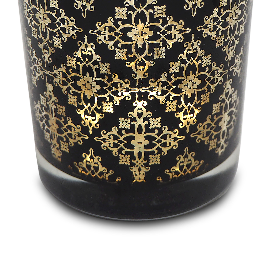 FLOWER Black & Gold Glass Candle / Accessories Holder