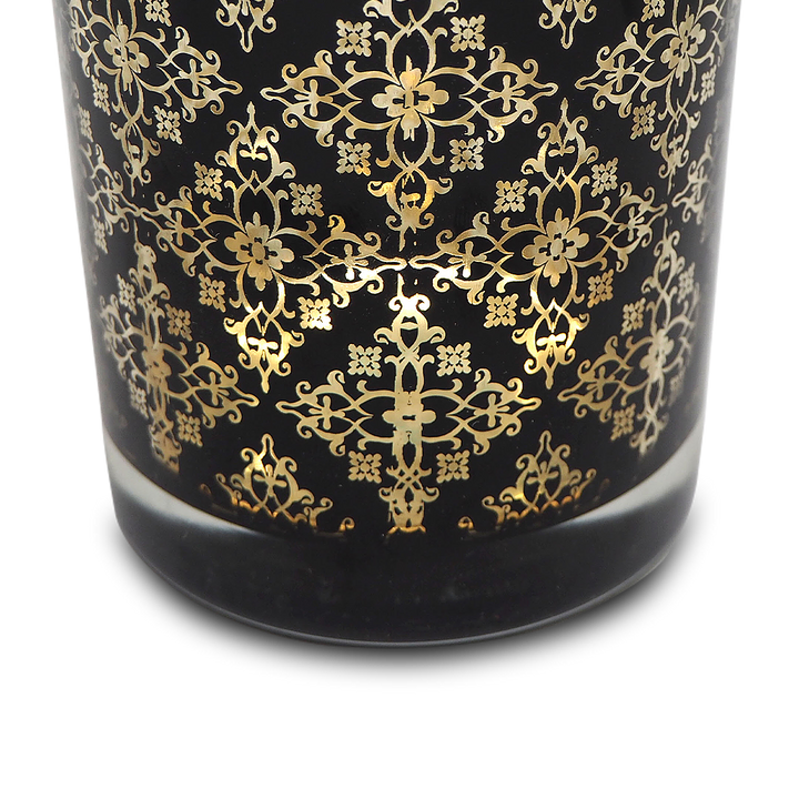 FLOWER Black & Gold Glass Candle / Accessories Holder